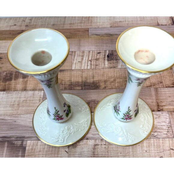 Lenox Constitution Candlesticks Limited Edition Porcelain With Floral Design & G - Picture 4 of 5